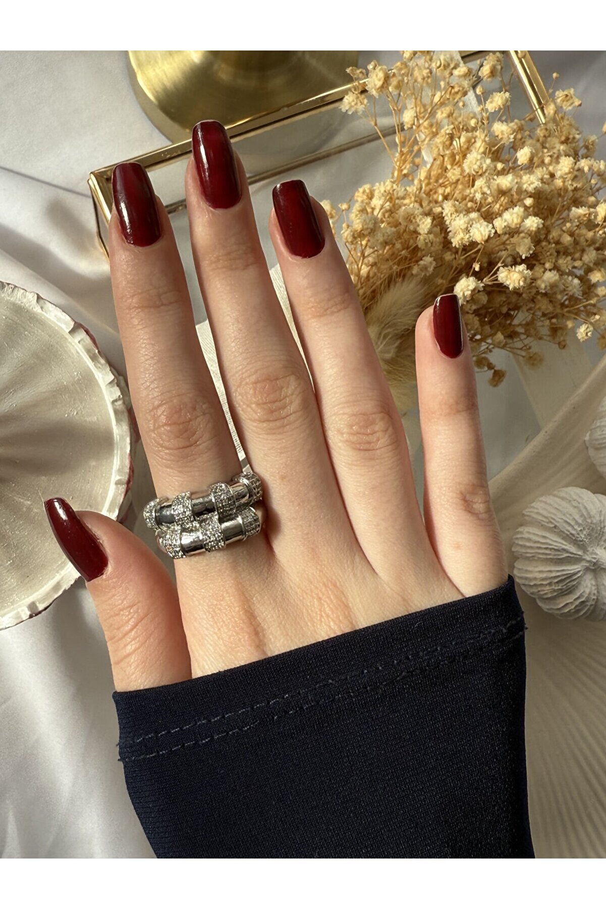 Ateli̇er Emi̇ne Çi̇ft Bombeli̇ Si̇lver Yüzük