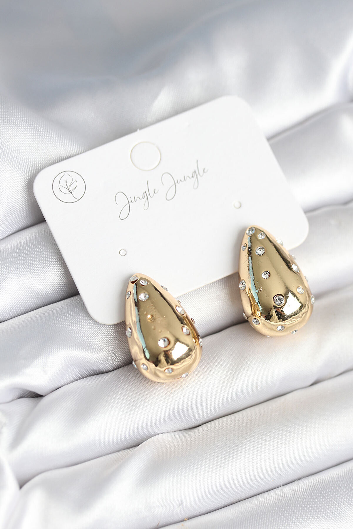 Toptan Bulurum Damla Model Pirinç Gold Renk Kadın Küpe