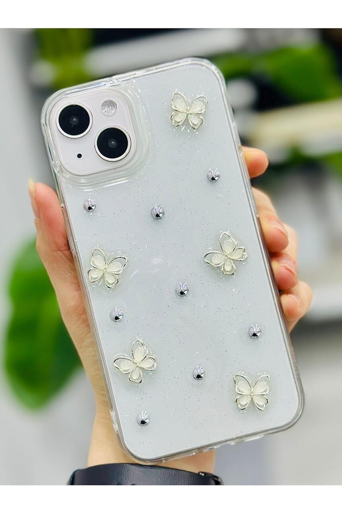 STOREMAX Aksesuar 13-14 ve 15 ile Uyumlu İNCİ KELEBEK Oyuncak Tasarımlı Esnek Silikon Kılıfı