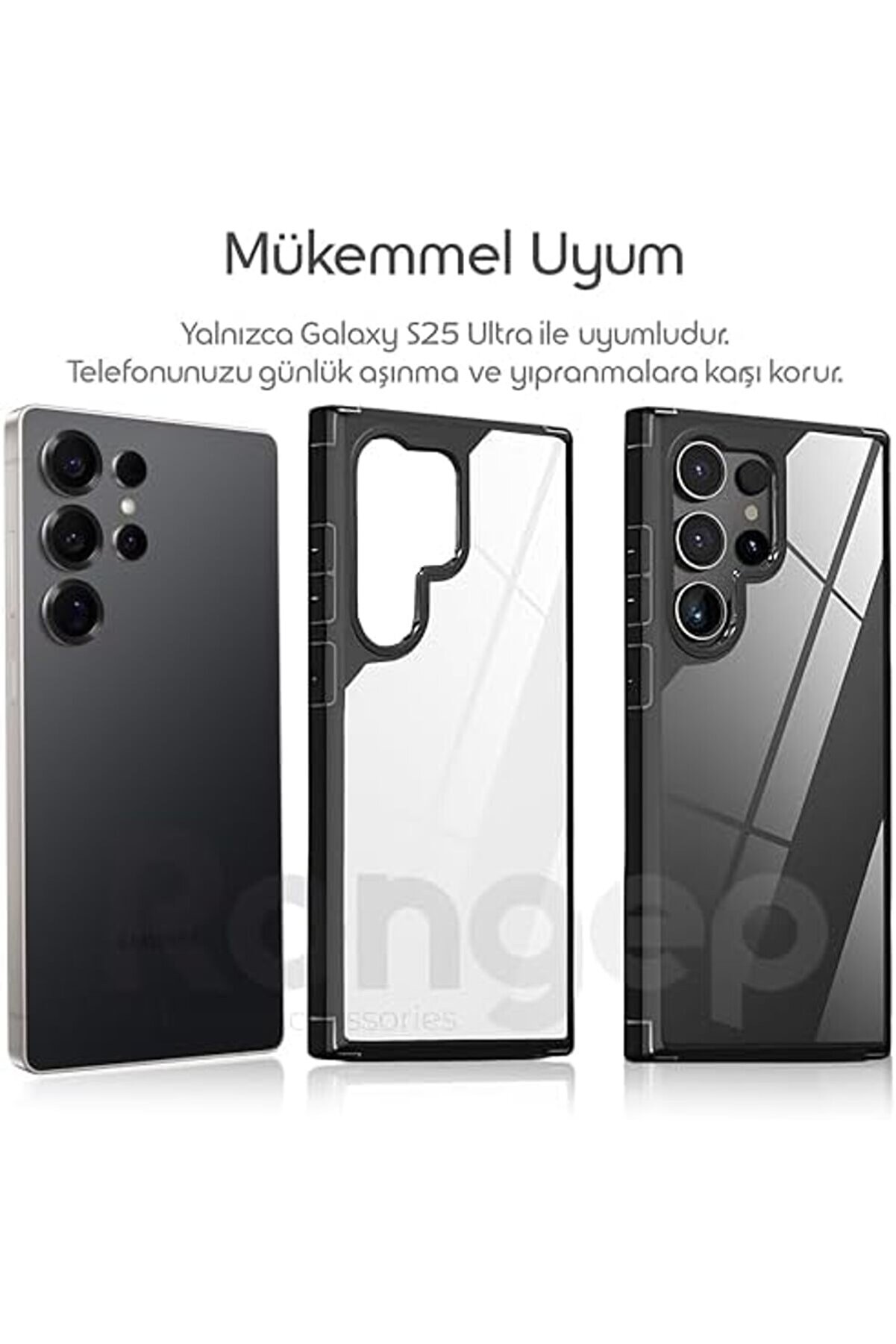 S25 Ultra İçi̇n Şok Emi̇ci̇ Si̇li̇kon Kenarlı Şeffaf Kılıf Arkası Sararmaya Karşı Sert Pc Yapıl