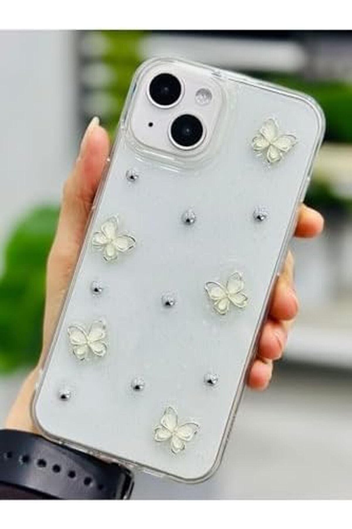Aksesuar 13-14 Ve 15 İle Uyumlu İnci̇ Kelebek Oyuncak Tasarımlı Esnek Si̇li̇kon Kılıfı