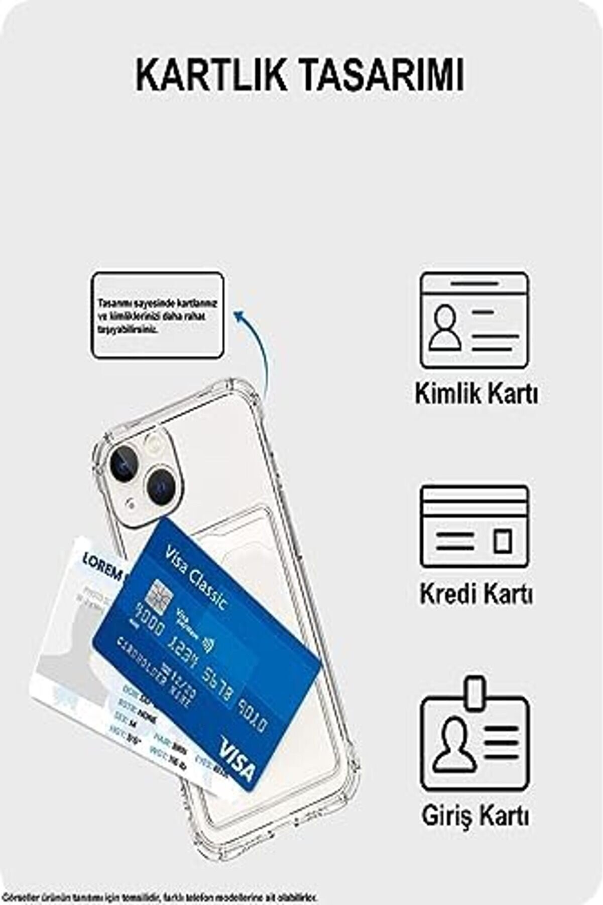 Goldtrack İleti̇şi̇m A54 Kapak Kamera Korumalı Kartlıklı Darbe Emi̇ci̇ Özelli̇kli̇ Şeffaf Si̇li̇kon Kılıf Go