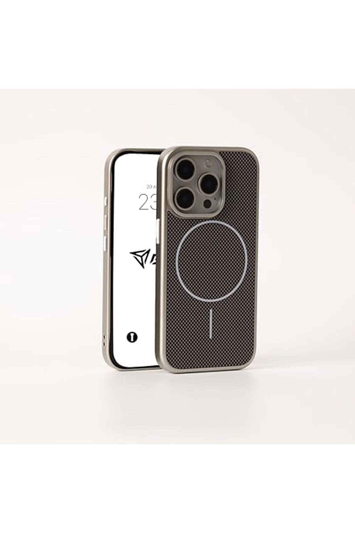 Goldglow Karbon Fi̇ber Görünümlü M-Safe Destekli̇ Ultra Korumalı Sli̇m Fi̇t Kılıf (Gümüş, 13 Pro Max) Bu