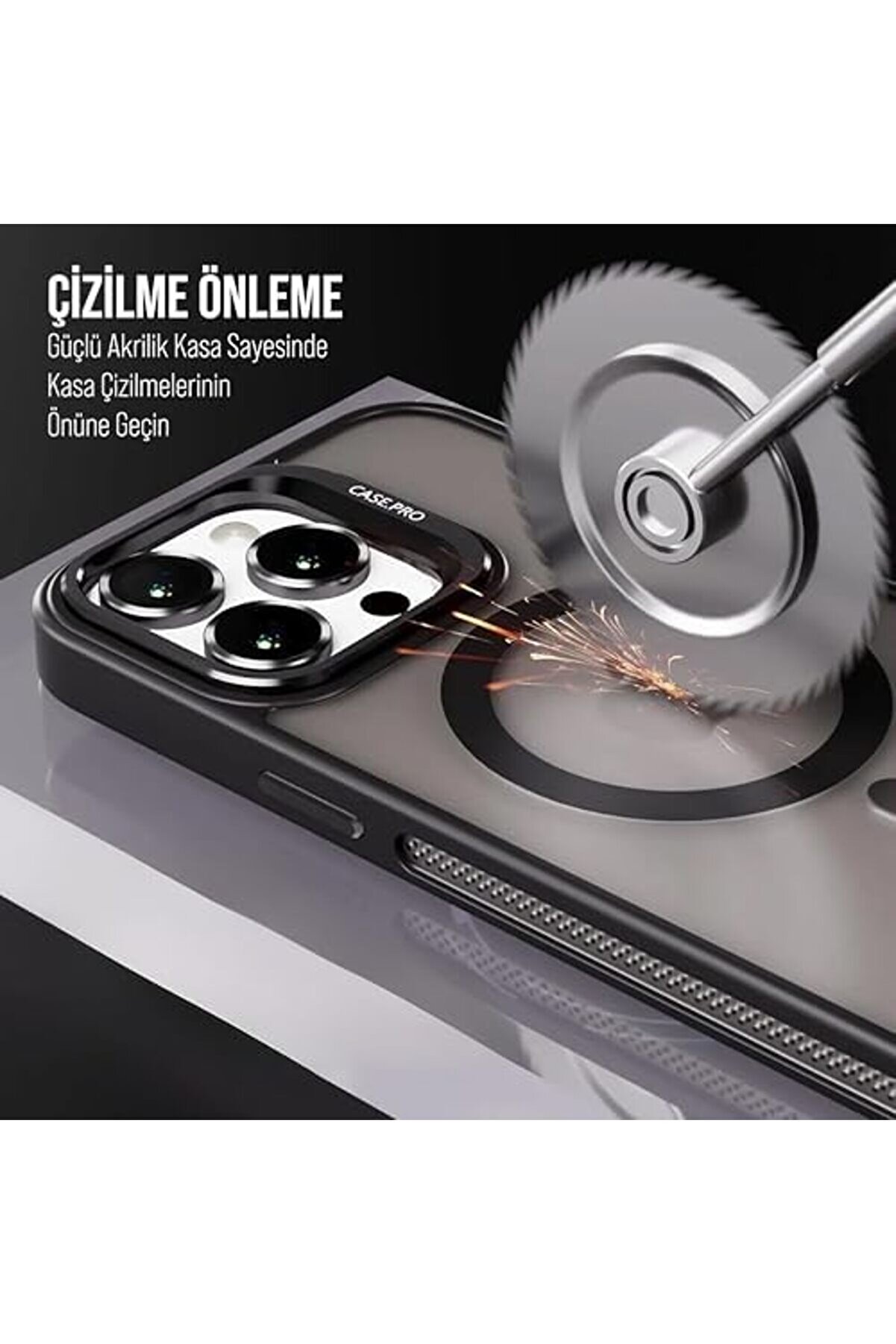 Lvnshop İçi̇n Kılıf Kamera Korumalı Şarj Özelli̇kli̇ Mat Şeffaf Renkli̇ Kılıf (Lens Hedi̇yeli̇) (Si̇yah, 13