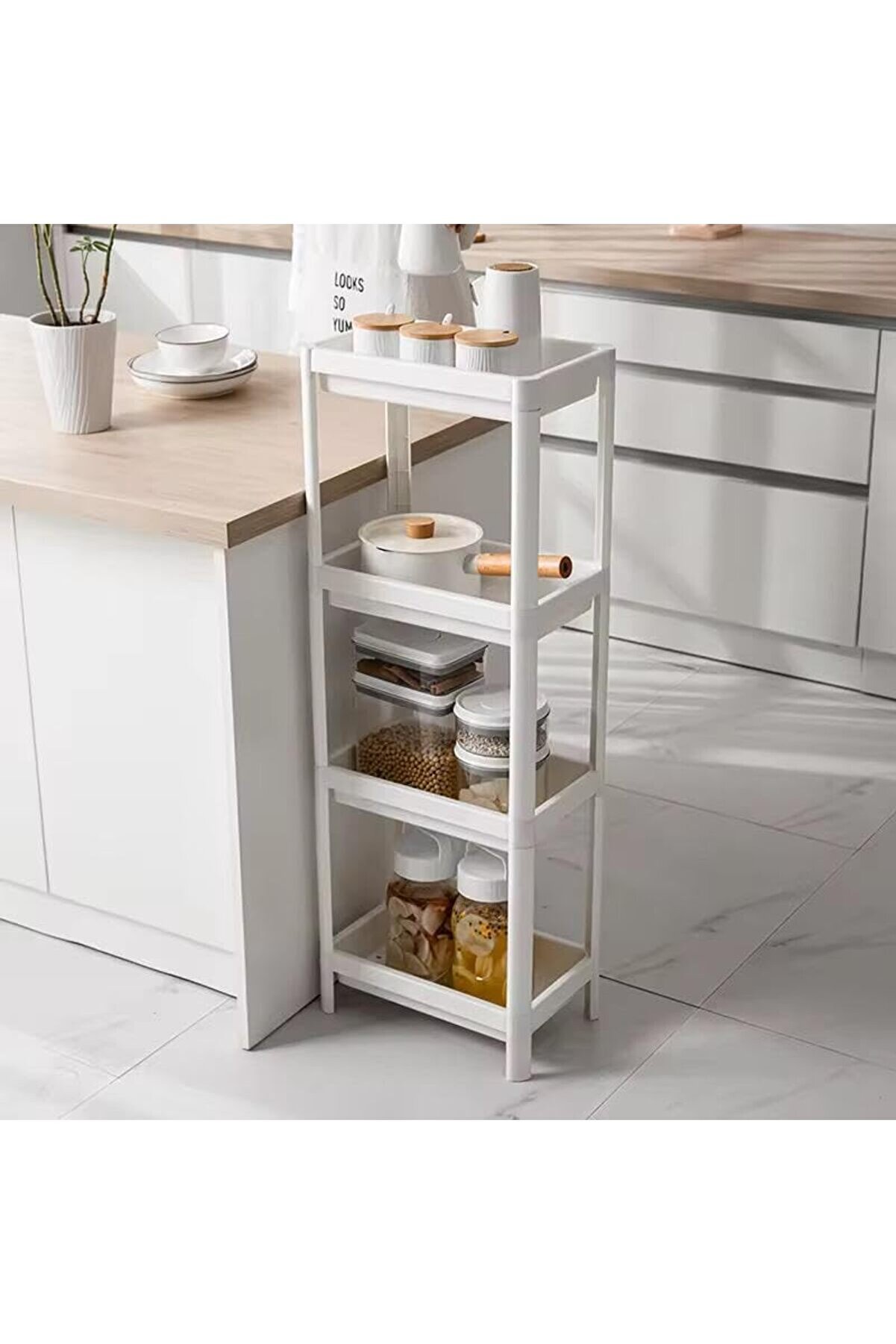 Polysi̇ght 4 Katlı Geçmeli̇ Plasti̇k Ve Mutfak Organi̇zeri̇, Montajlı 4 Katlı Raf, Mutfakta Ve Kullanım İ