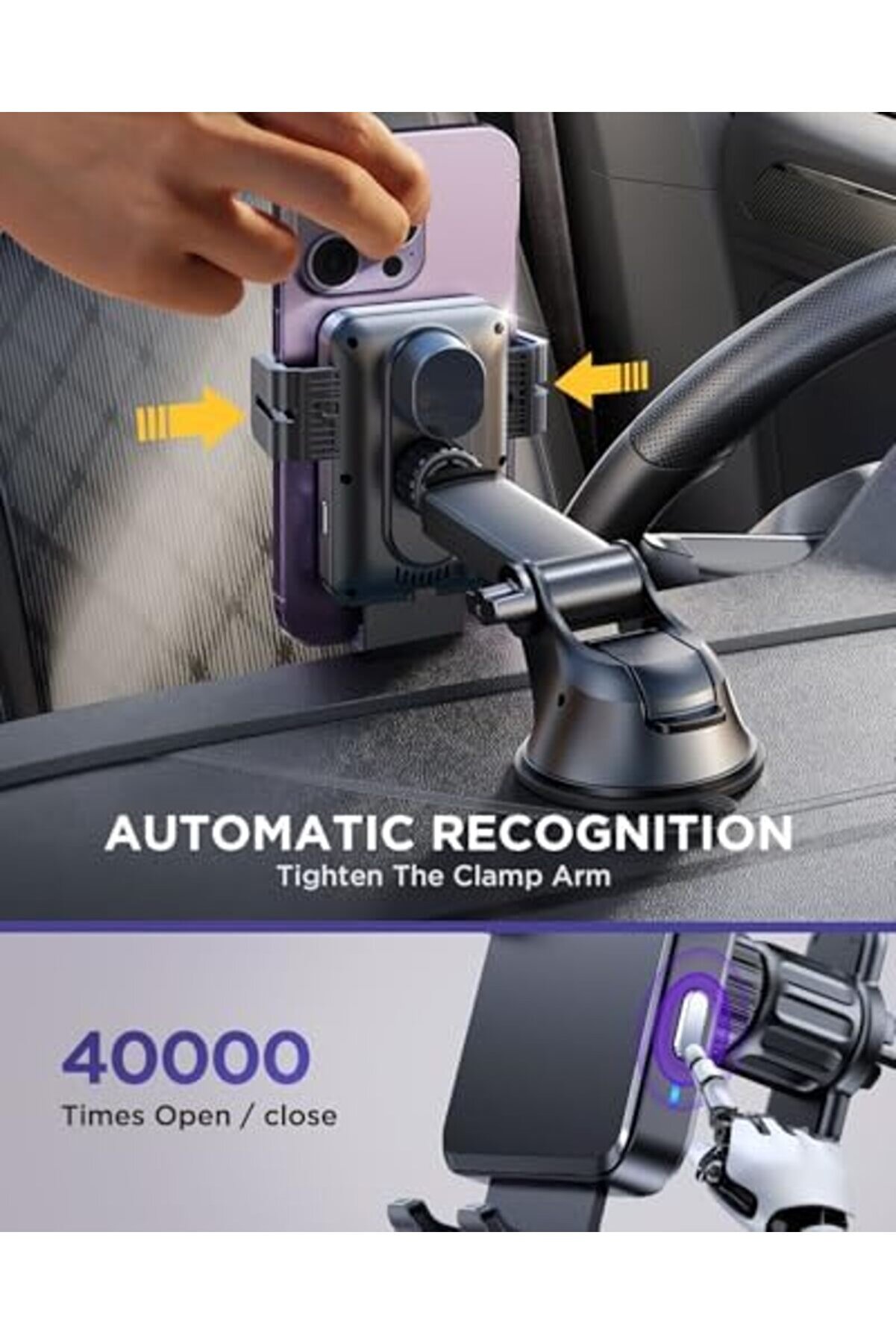 Aclyashop Kablosuz Araç Şarj Ci̇hazı, 15W Qi̇ Hızlı Şarj Araç Şarj Ci̇hazı Telefon Tutucu Montaj, Otoma