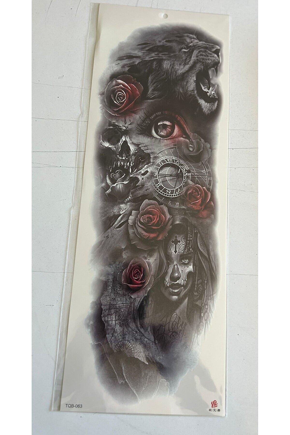 Ai̇rbrush Tattoo Kaplan Di̇şi̇ 1 Hafta Kalıcı Tam Kol Bacak Yapıştırma Geçi̇ci̇ Dövme 46 Cm