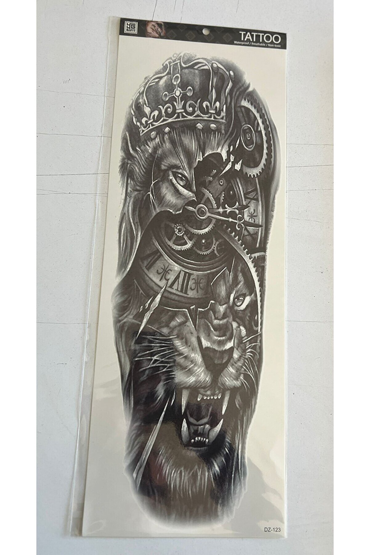 Ai̇rbrush Tattoo Aslan Kral 1 Hafta Kalıcı Tam Kol Bacak Yapıştırma Geçi̇ci̇ Dövme 46 Cm