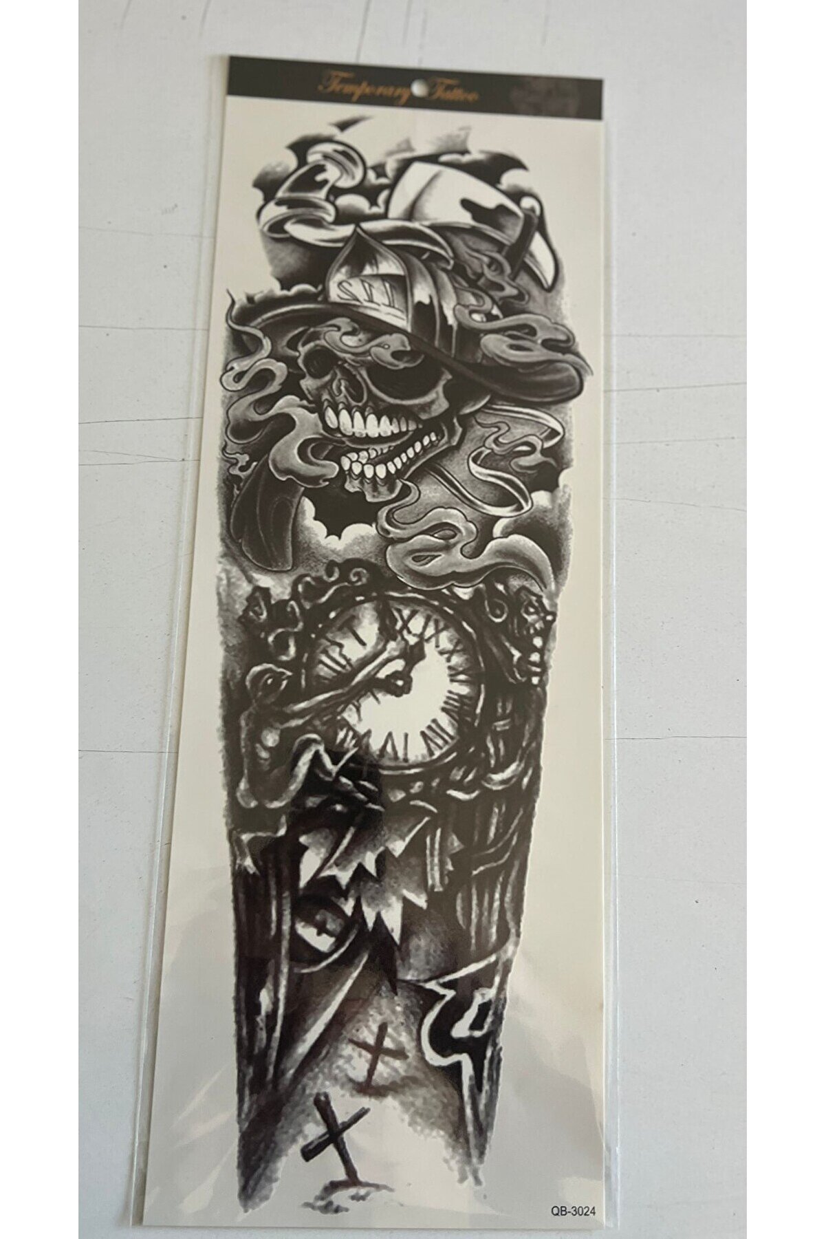 Ai̇rbrush Tattoo İskelet Saat 1 Hafta Kalıcı Tam Kol Kaplama Bacak Yapıştırma Geçi̇ci̇ Dövme 46 Cm