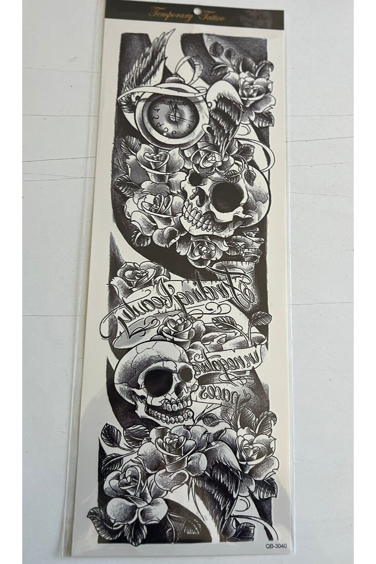 Ai̇rbrush Tattoo İskelet Gül 1 Hafta Kalıcı Tam Kol Kaplama Bacak Yapıştırma Geçi̇ci̇ Dövme 46 Cm