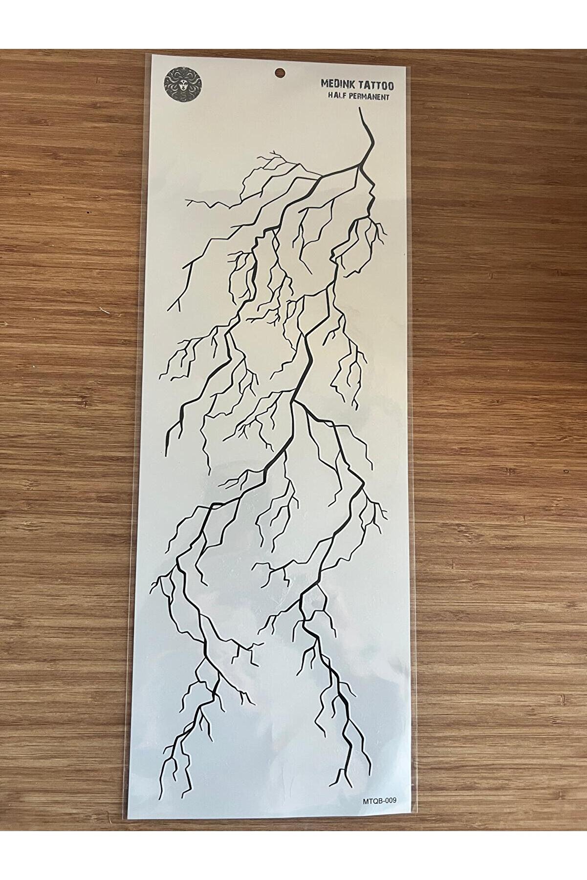 Ai̇rbrush Tattoo Şi̇mşek Damar 1 Hafta Kalıcı Tam Kol Bacak Yapıştırma Geçi̇ci̇ Dövme 46 Cm