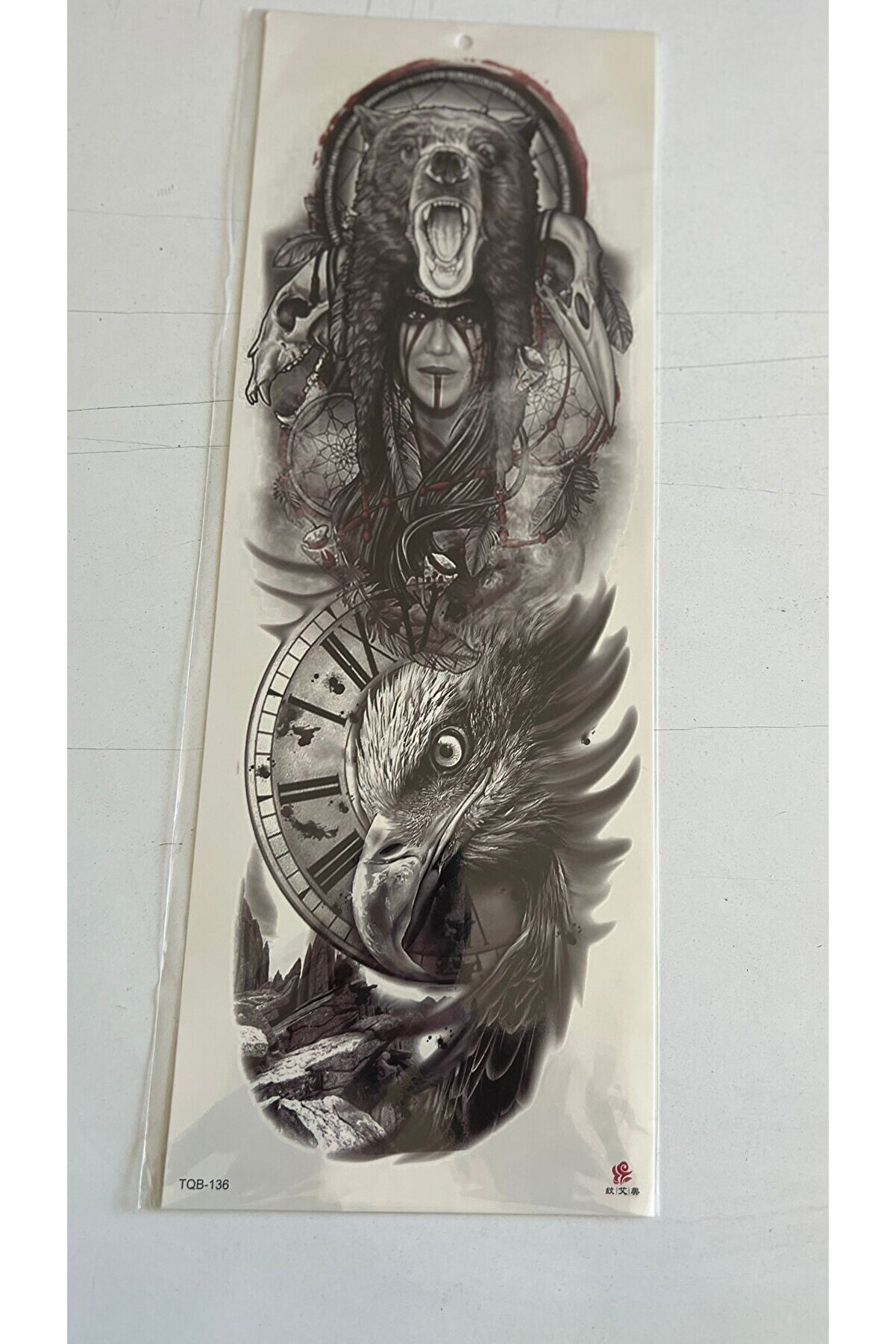 Ai̇rbrush Tattoo Ayı Kartal 1 Hafta Kalıcı Tam Kol Kaplama Bacak Yapıştırma Ge&ccedil;i̇ci̇ D&ouml;vme 46 Cm