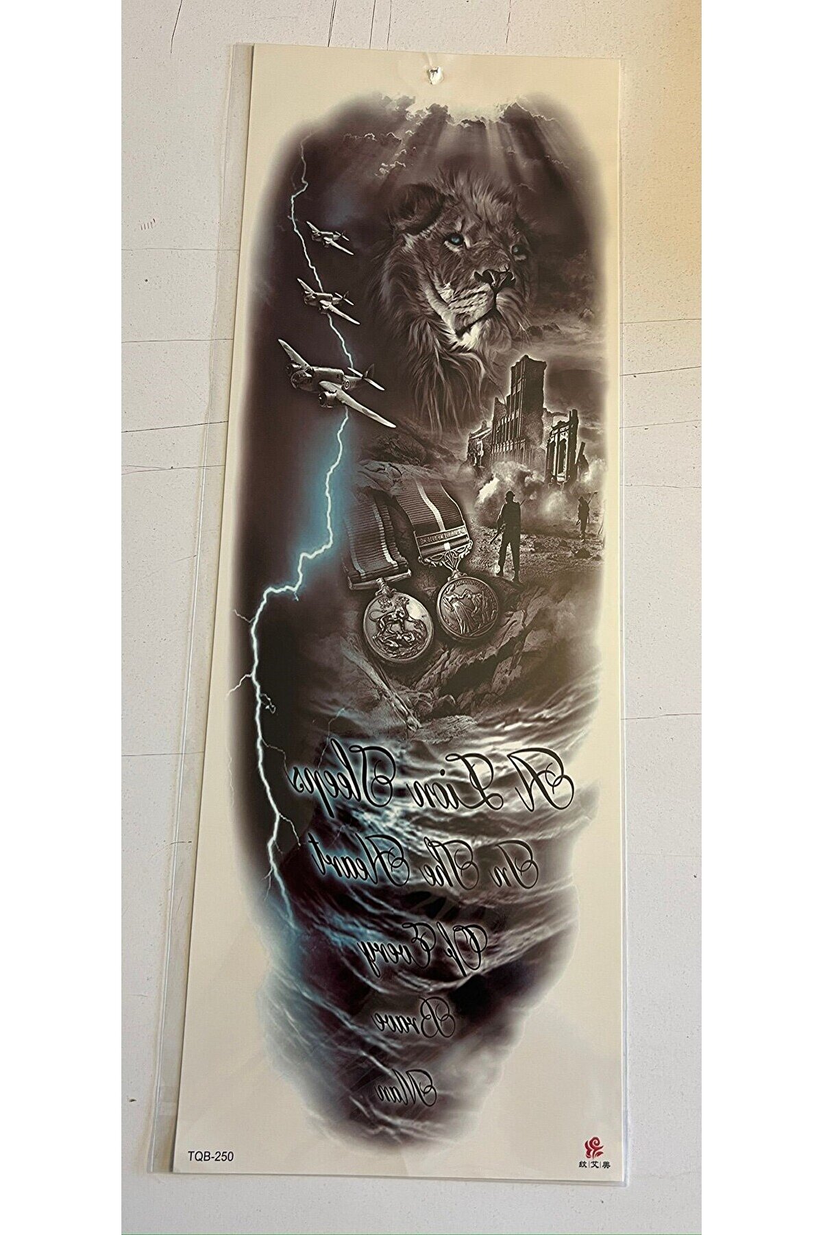 Ai̇rbrush Tattoo Aslan Uçak 1 Hafta Kalıcı Tam Kol Bacak Yapıştırma Geçi̇ci̇ Dövme 46 Cm