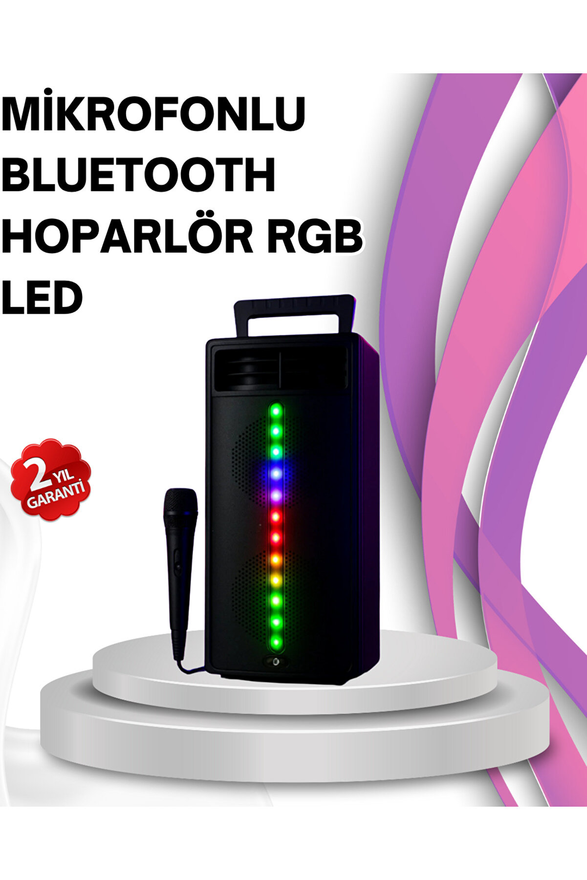 teknodayım BUĞZ Renkli Işıklı Bluetooth Hoparlör – Taşınabilir, Güçlü Ses Performansı