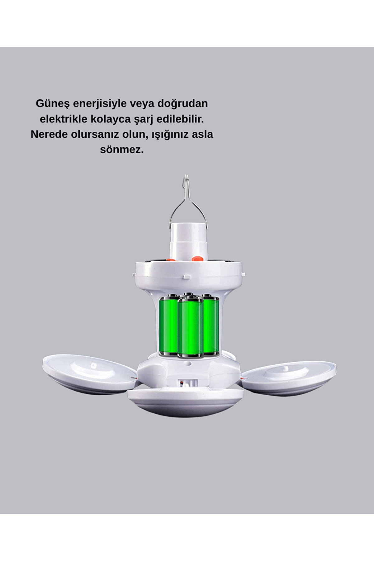 Solar Güneş Enerji̇li̇ Ve Usb Şarjlı 5 Kanatlı Led Kamp Lambası