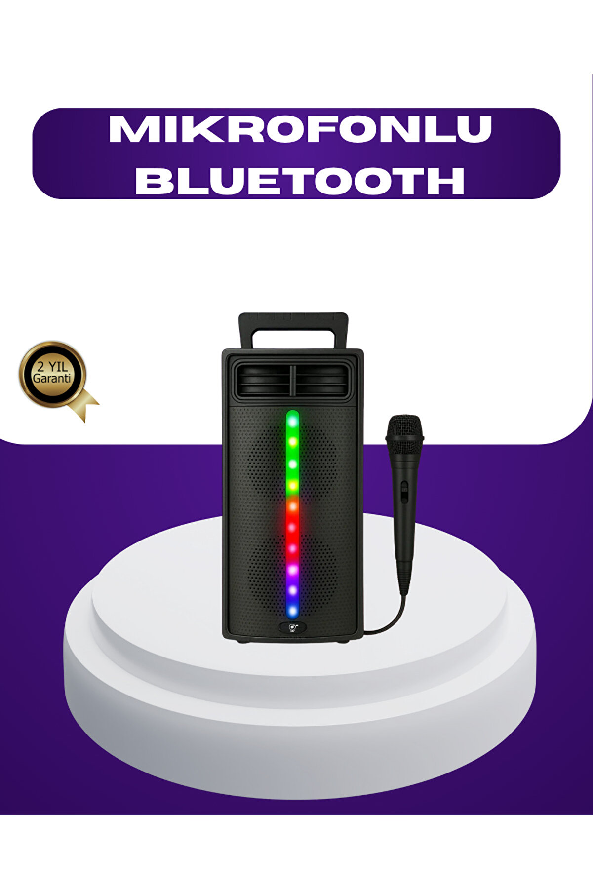 teknodayım Bluetooth Işıklı Hoparlör – 2x5W Güç | USB + TF Kart + FM Radyo | Siyah Renk