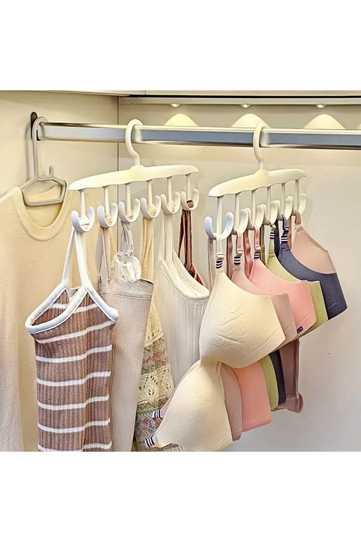 Go İthalat 1 Adet Yer Tasarruflu 6 Kancalı Plasti̇k Dolap İ&ccedil;i̇ D&uuml;zenleyi̇ci̇ Prati̇k Askı (4457)