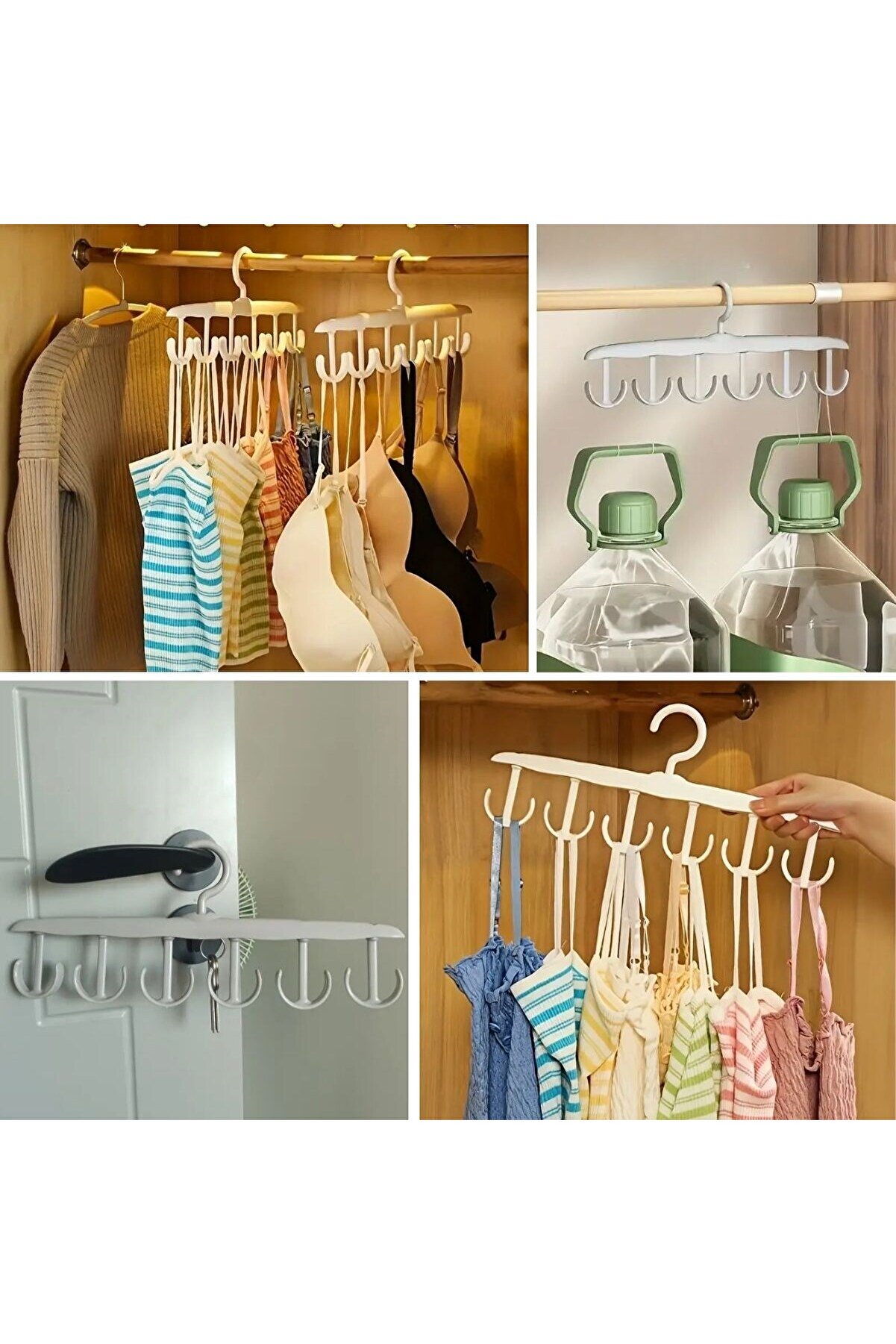 Go İthalat 1 Adet Yer Tasarruflu 6 Kancalı Plasti̇k Dolap İ&ccedil;i̇ D&uuml;zenleyi̇ci̇ Prati̇k Askı (4457)