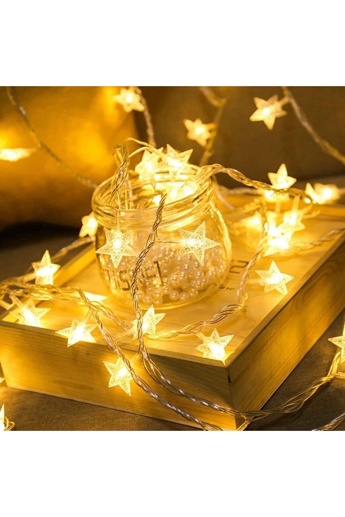 Go İthalat 20 Adet Mi̇ni̇ Yıldız Led 5 Metre G&uuml;nışığı Rengi̇ Dekorati̇f Led (5263)