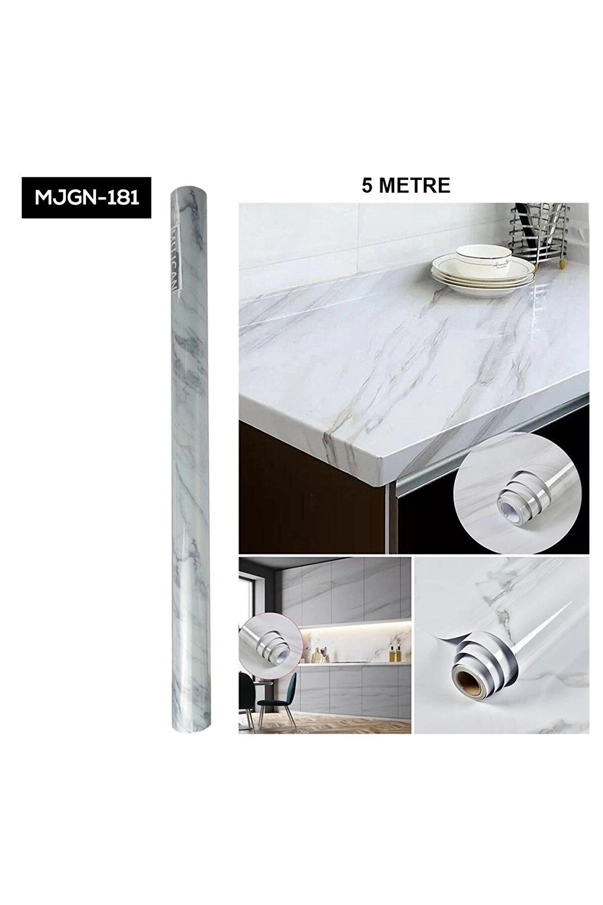 gizmurstore Mermer Desen Folyo Beyaz