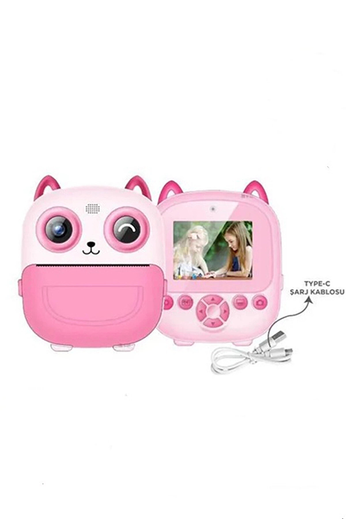 gizmurstore Dijital Video Fotoğraf App Destekli Çocuk Kamerası Termal Resim Kağıt Baskılı Yazıcı Pembe