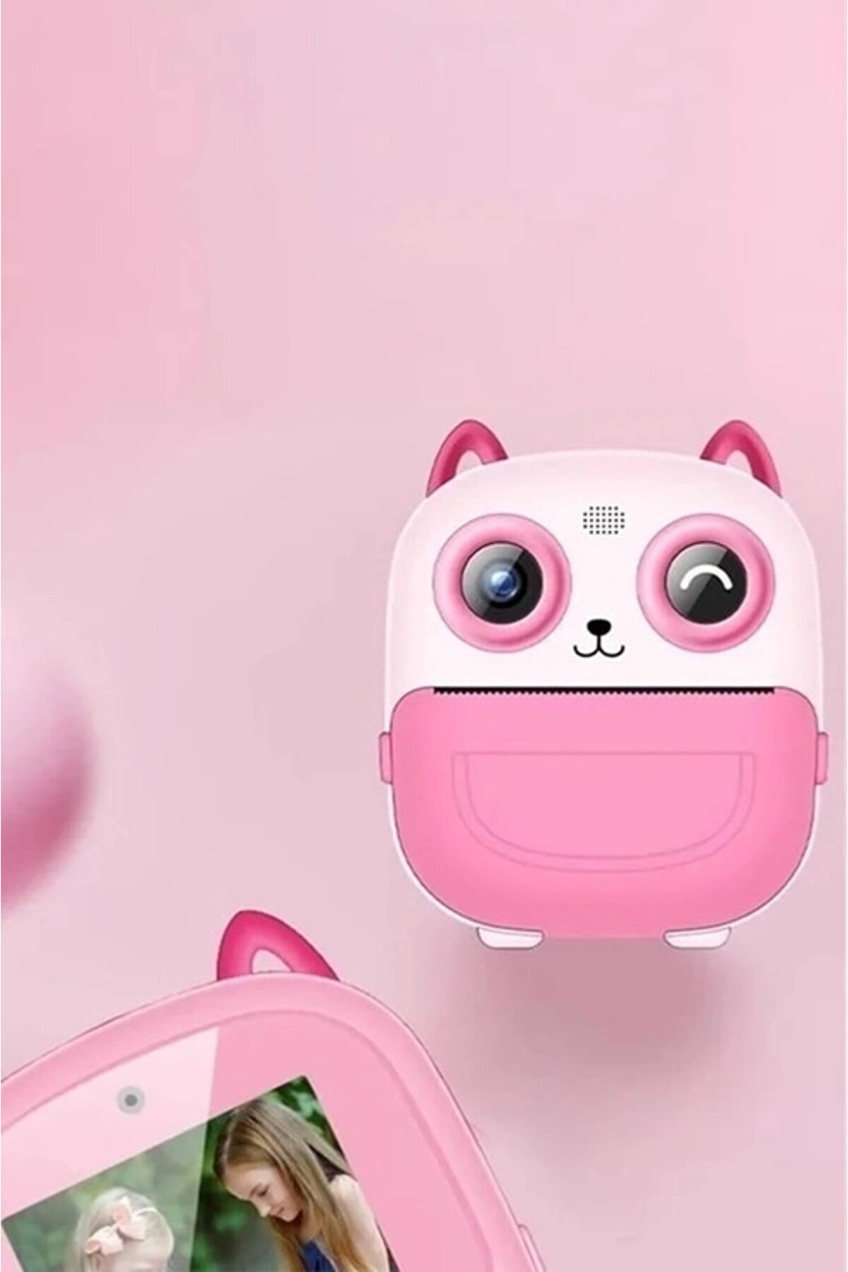 Di̇ji̇tal Vi̇deo Fotoğraf App Destekli̇ Çocuk Kamerası Termal Resi̇m Kağıt Baskılı Yazıcı Pembe