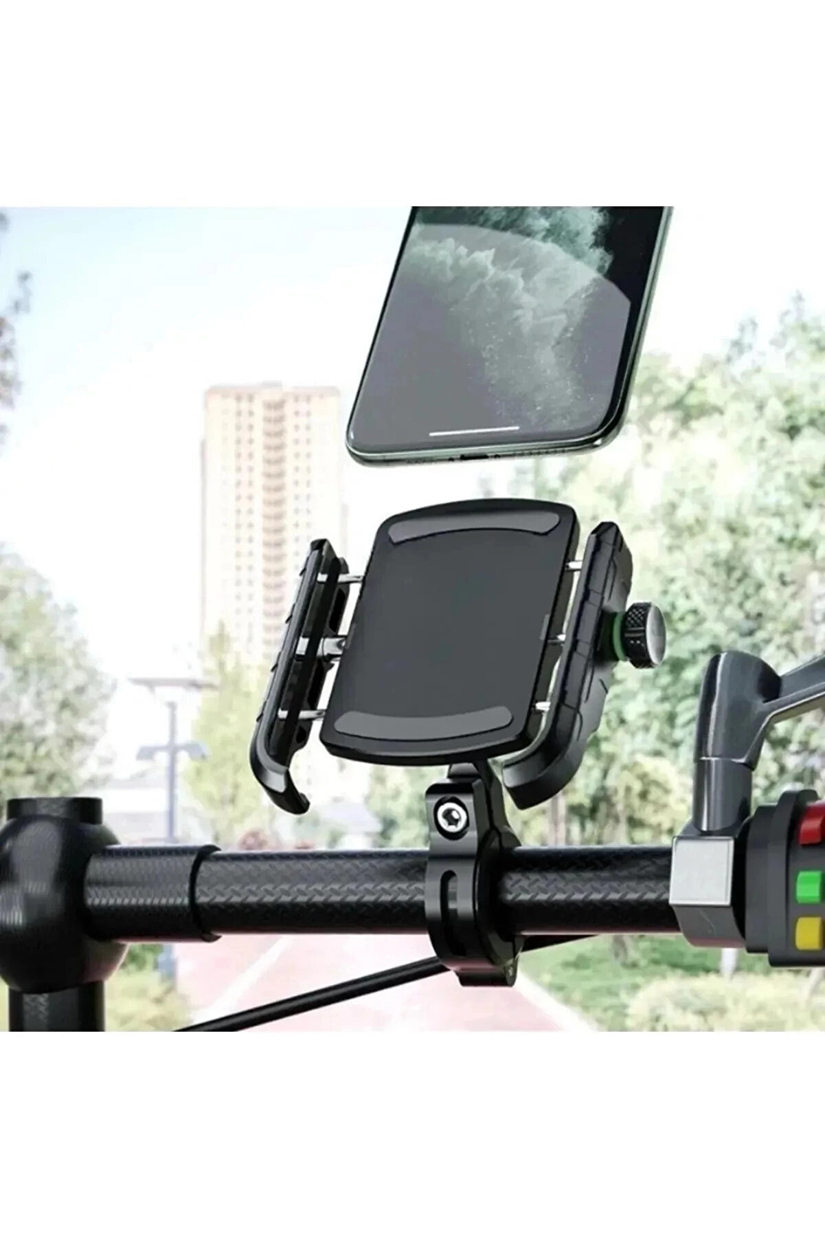 Motosi̇klet Gi̇don Ve Ayna Bağlantılı Motor Ve Bi̇si̇klet Uyumlu Telefon Tutucu 12-24W Hızlı Şarj