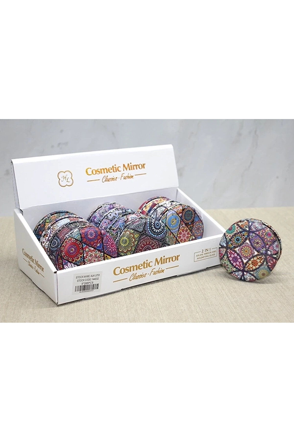 gizmurstore Taşlı Yuvarlak El Aynası Kalın Alk3751