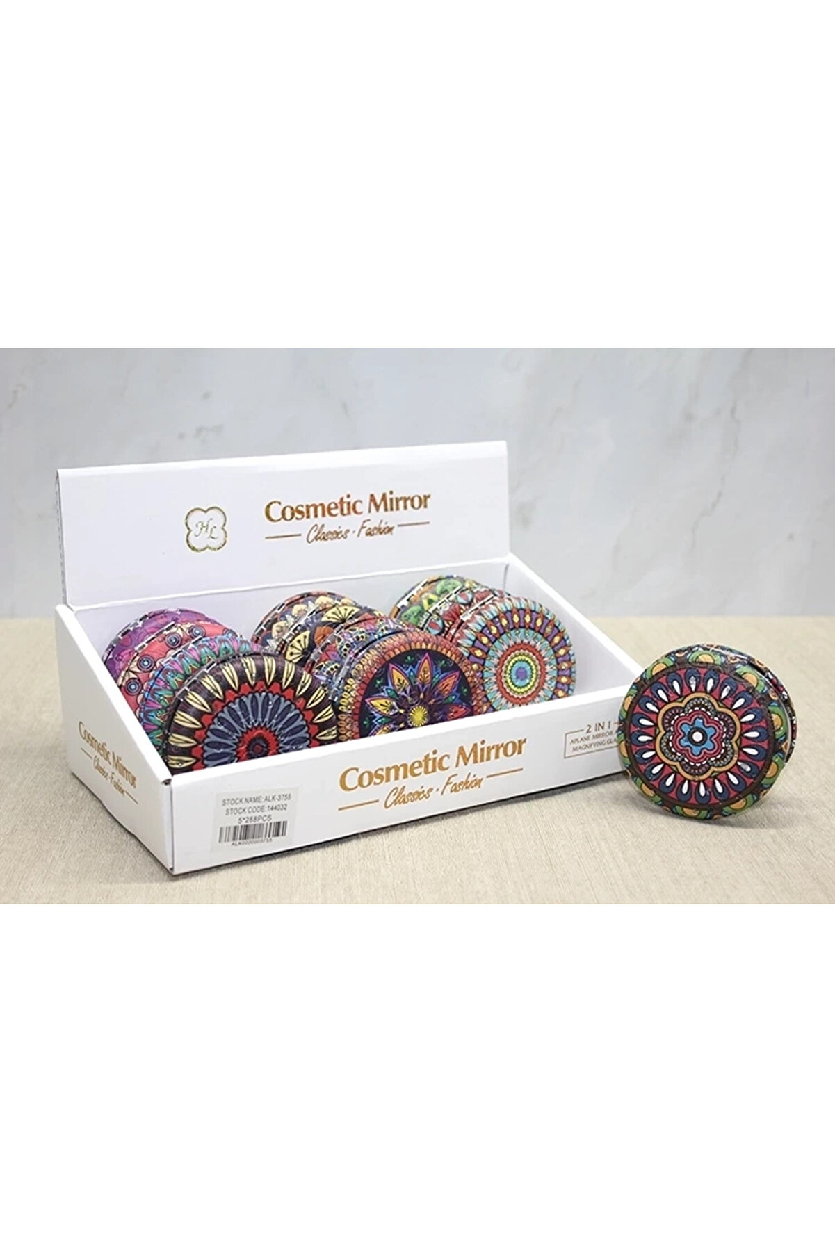 gizmurstore Taşlı Yuvarlak El Aynası Kalın Alk3755