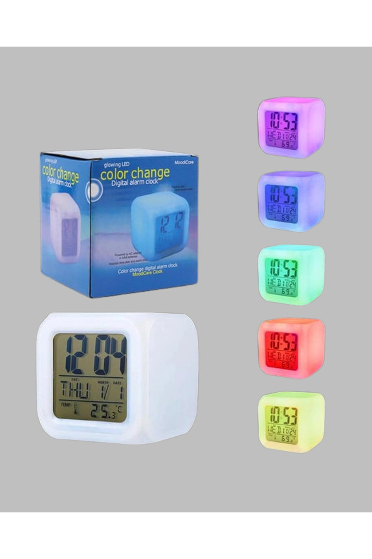 Gece Lambası Fonksi̇yonlu Renk Deği̇şti̇ren Led Küp Di̇ji̇tal Saat