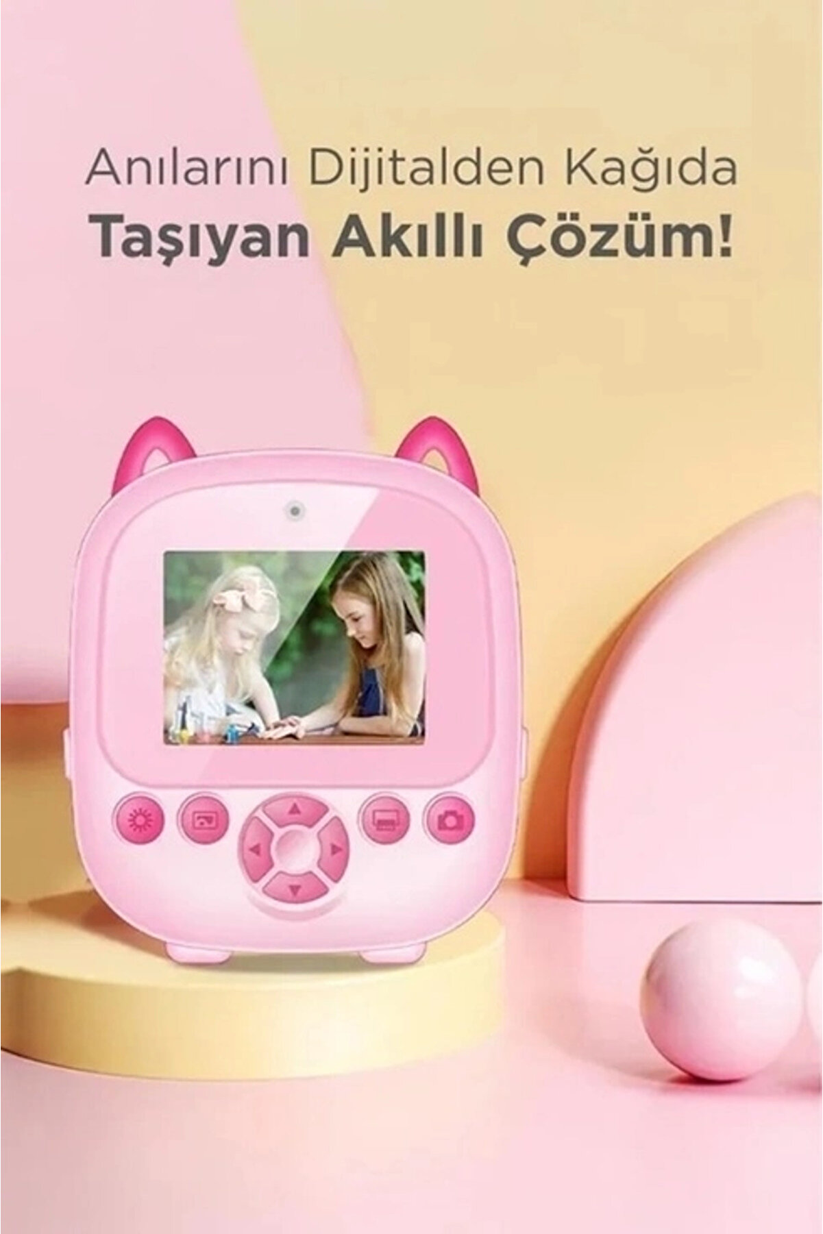 Di̇ji̇tal Vi̇deo Fotoğraf App Destekli̇ Çocuk Kamerası Termal Resi̇m Kağıt Baskılı Yazıcı Pembe