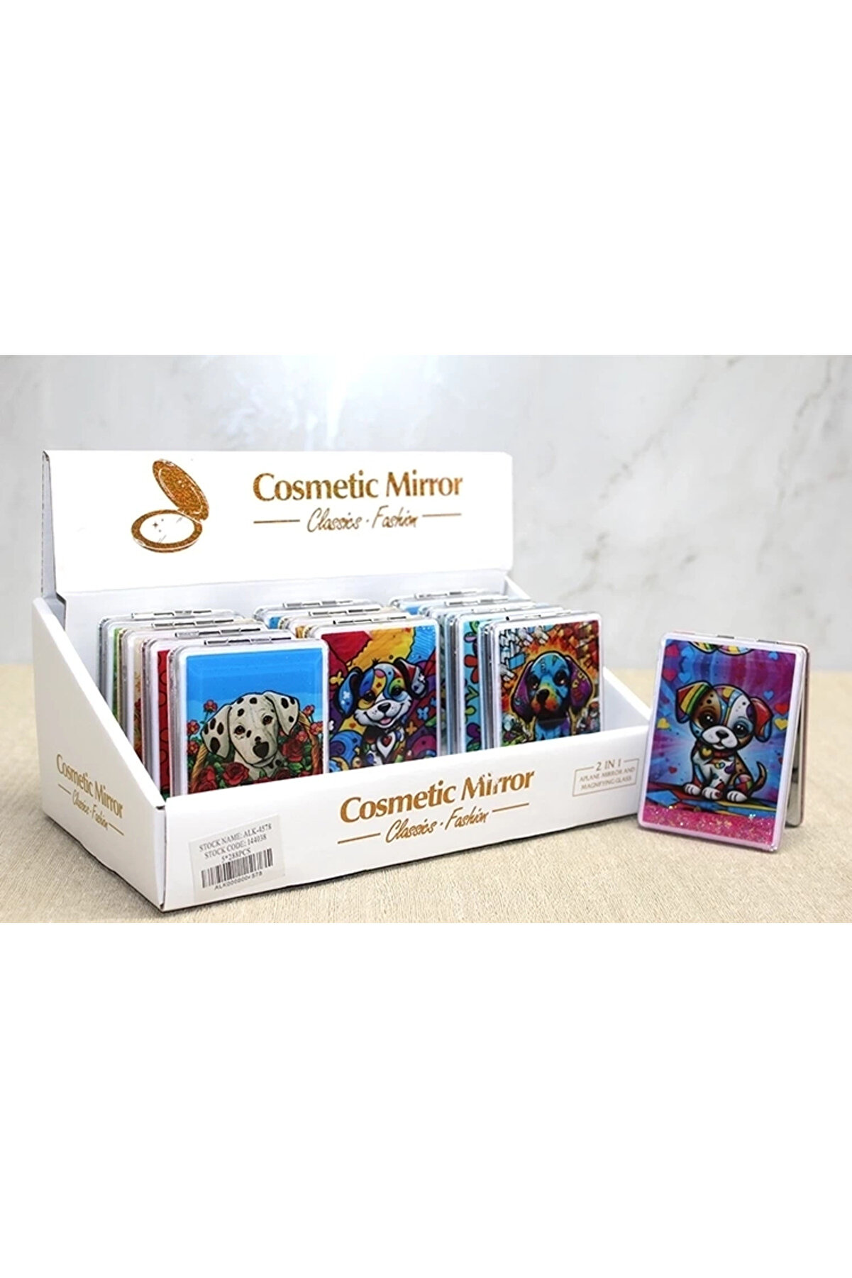 gizmurstore Hareketli Sulu Detaylı Köpek Figürlü El Aynası Alk4578