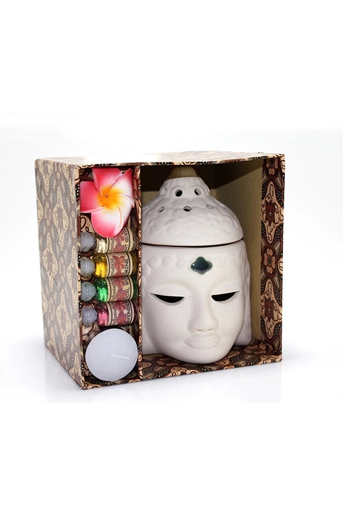 gizmurstore Seramik Buda Büstü Buhurdanlık Seti No:03