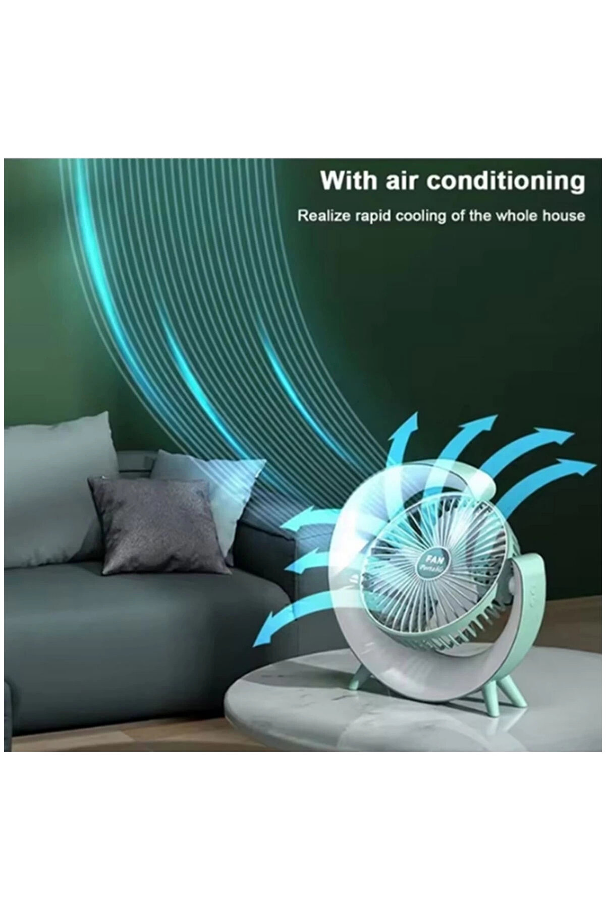 Masaüstü Vanti̇latör Usb Şarjlı Rgb Led Işıklı 3 Kademeli̇ 180° Ayarlanabi̇li̇r Soğutucu Fan Pembe