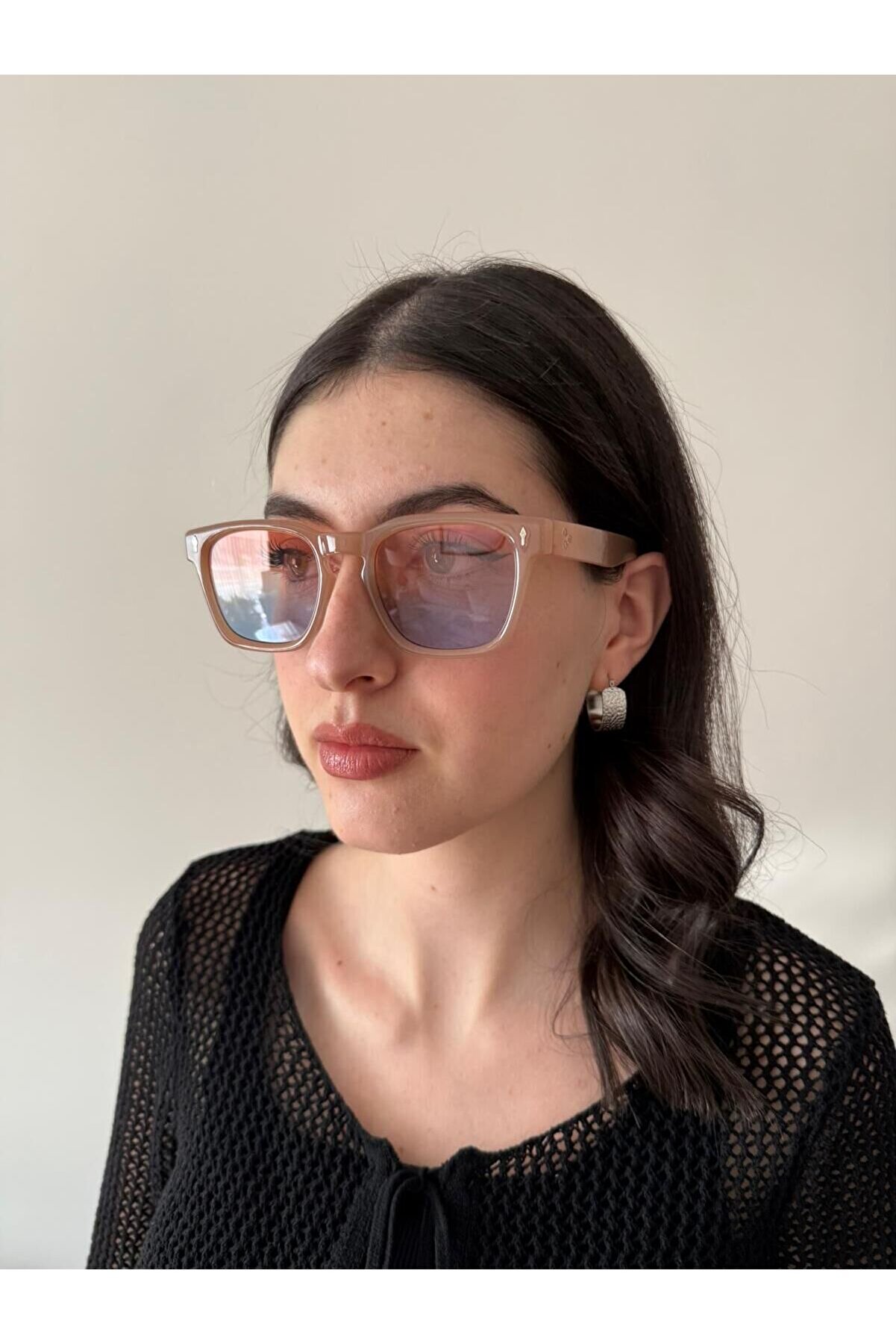 Ateli̇er Emi̇ne Pembe Mavi̇ Cam Egzoti̇k Güneş Gözlüğü