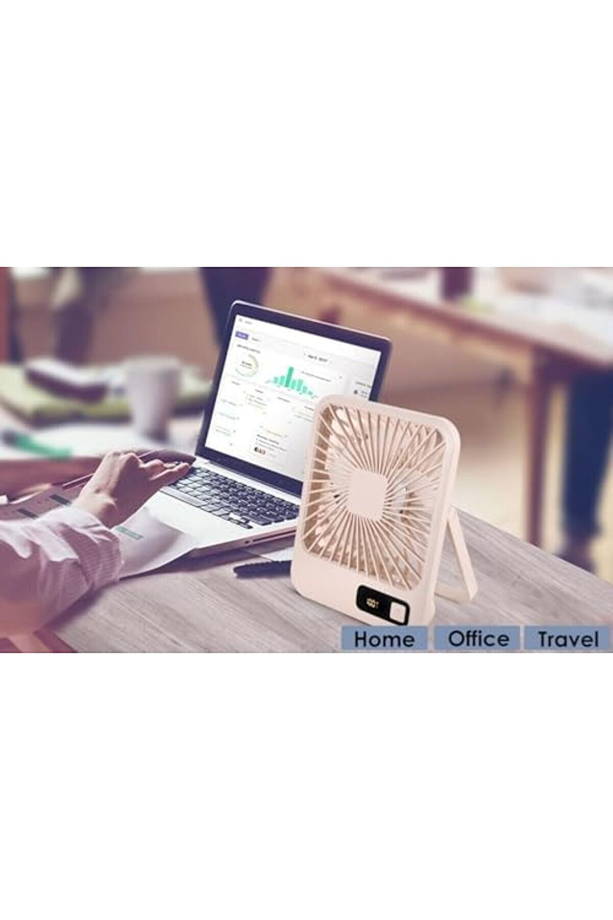 Küçük Masa, Taşınabi̇li̇r Usb Şarj Edi̇lebi̇li̇r Fan, 2000 Mah Pi̇l Ve Lcd Ekranlı Eği̇mli̇ Katlanır Ki̇şi̇sel