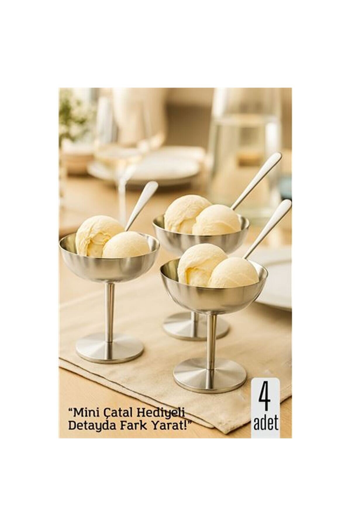 Toptan Bulurum 4 lü Gümüş Inox Çelik Ayaklı Dondurma ve Sunum Kasesi – Tatlı, Lokum ve Sunum Kabı