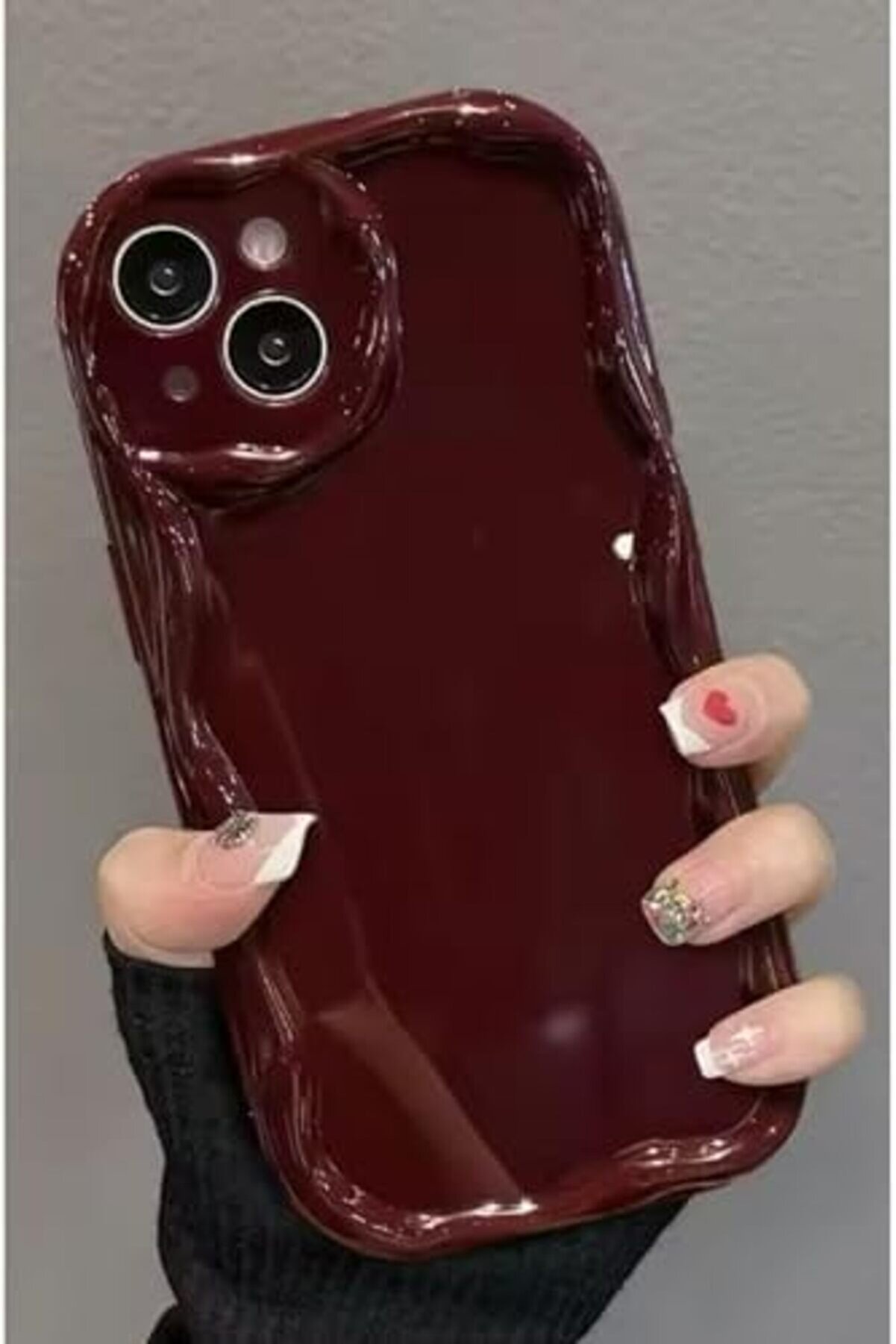 Lvnshop Aksesuar 13 Ve 14 İle Uyumlu Darbe &Ouml;nleyi̇ci̇ Dalgalı Bordo Anti̇şok Si̇li̇kon Kılıf 224120