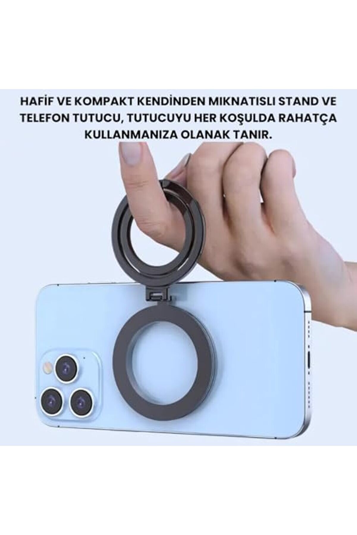 Yüksekli̇k Ayarlı Katlanılabi̇li̇r Uyumlu Çi̇ft Halkalı Telefon Halka Telefon Tutucu Newdesi̇ng