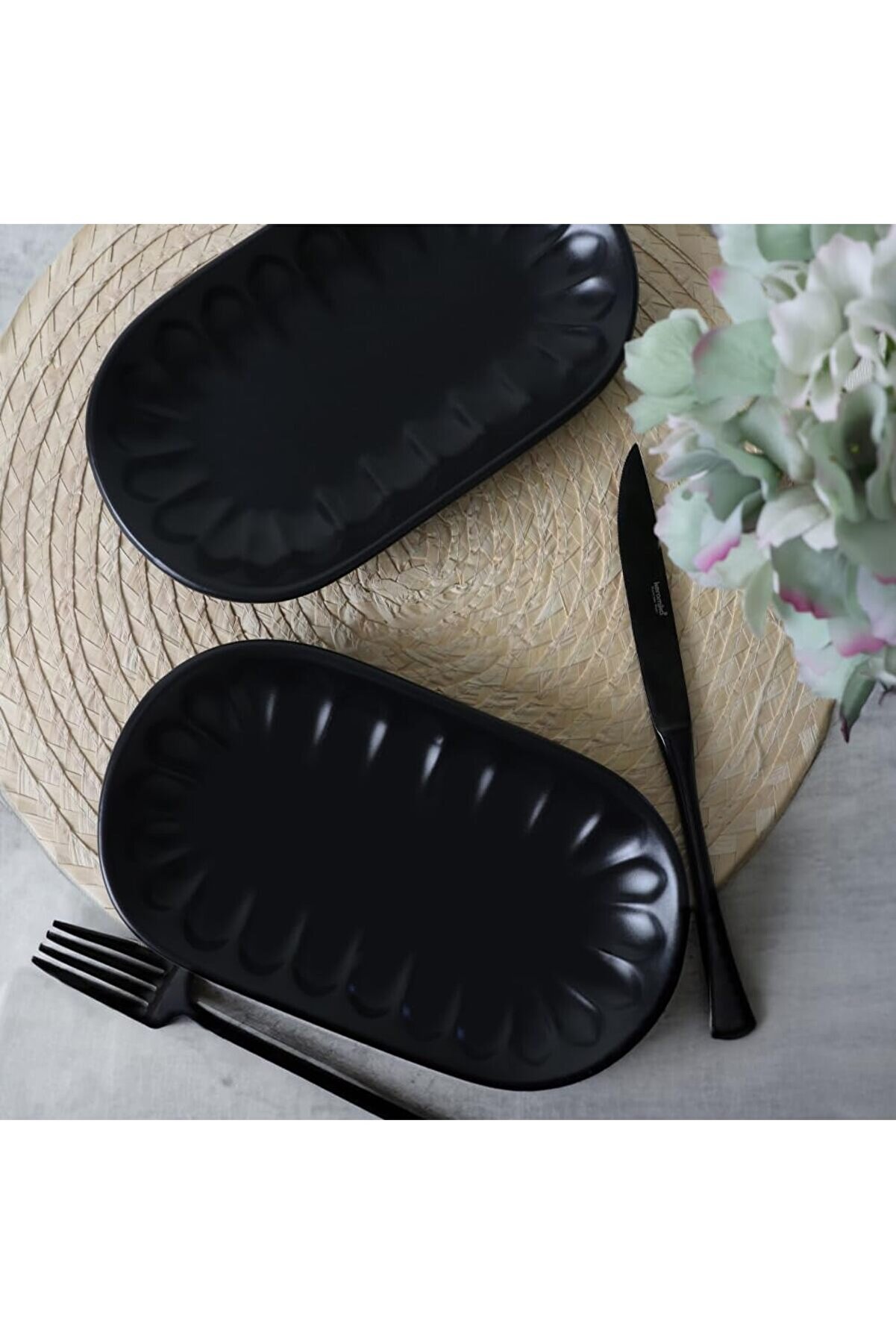 STOREMAX Mat Siyah Kayık Tabak 22 Cm 2 Adet 956