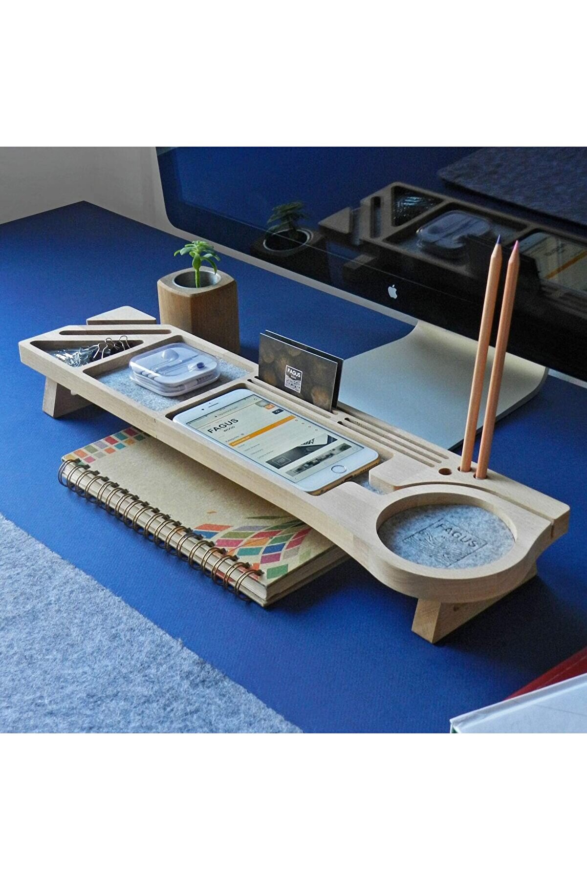 STOREMAX modazone Ahşap Masa Üstü Organizer Şarj Yerli Telefon goldhype 842385