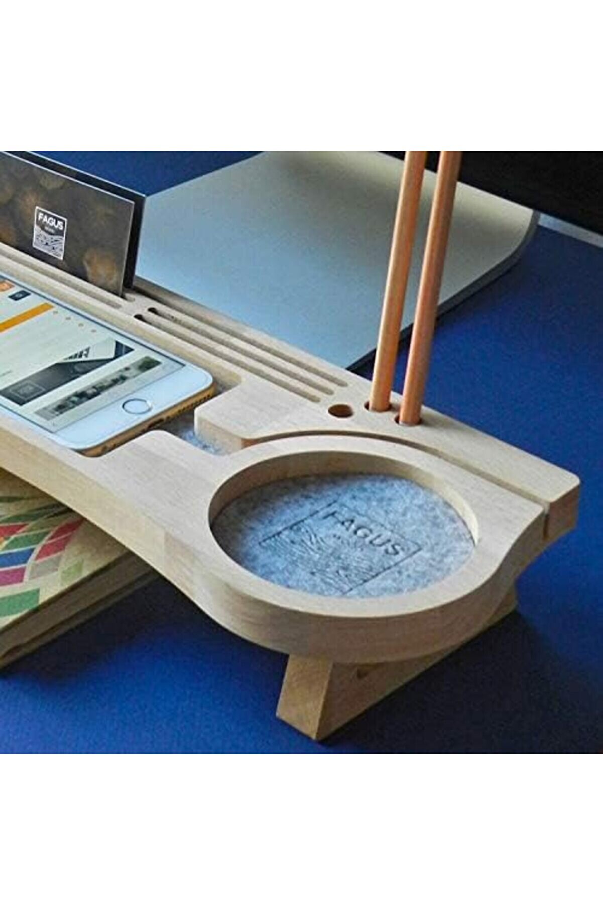 Modazone Ahşap Masa Üstü Organi̇zer Şarj Yerli̇ Telefon Goldhype 842385