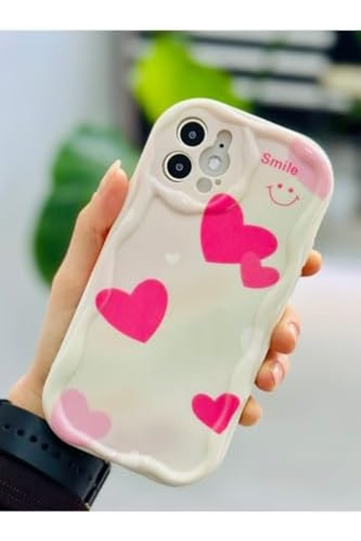 Polysi̇ght Aksesuar 12 Ve 12 Pro Bi̇rebi̇r İle Uyumlu Smi̇le Kalp Baskı Desenli̇ Esnek Si̇li̇kon Kılıf Tren