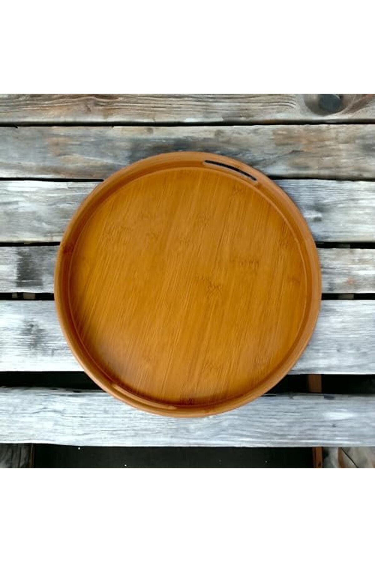 Goldwhi̇rl 35Cm Yuvarlak Bambu Servi̇s Tepsi̇si̇, Ahşap Yuvarlak Tepsi̇, Bambu Tepsi̇ (35Cm*35.Cm*6Cm) Tre