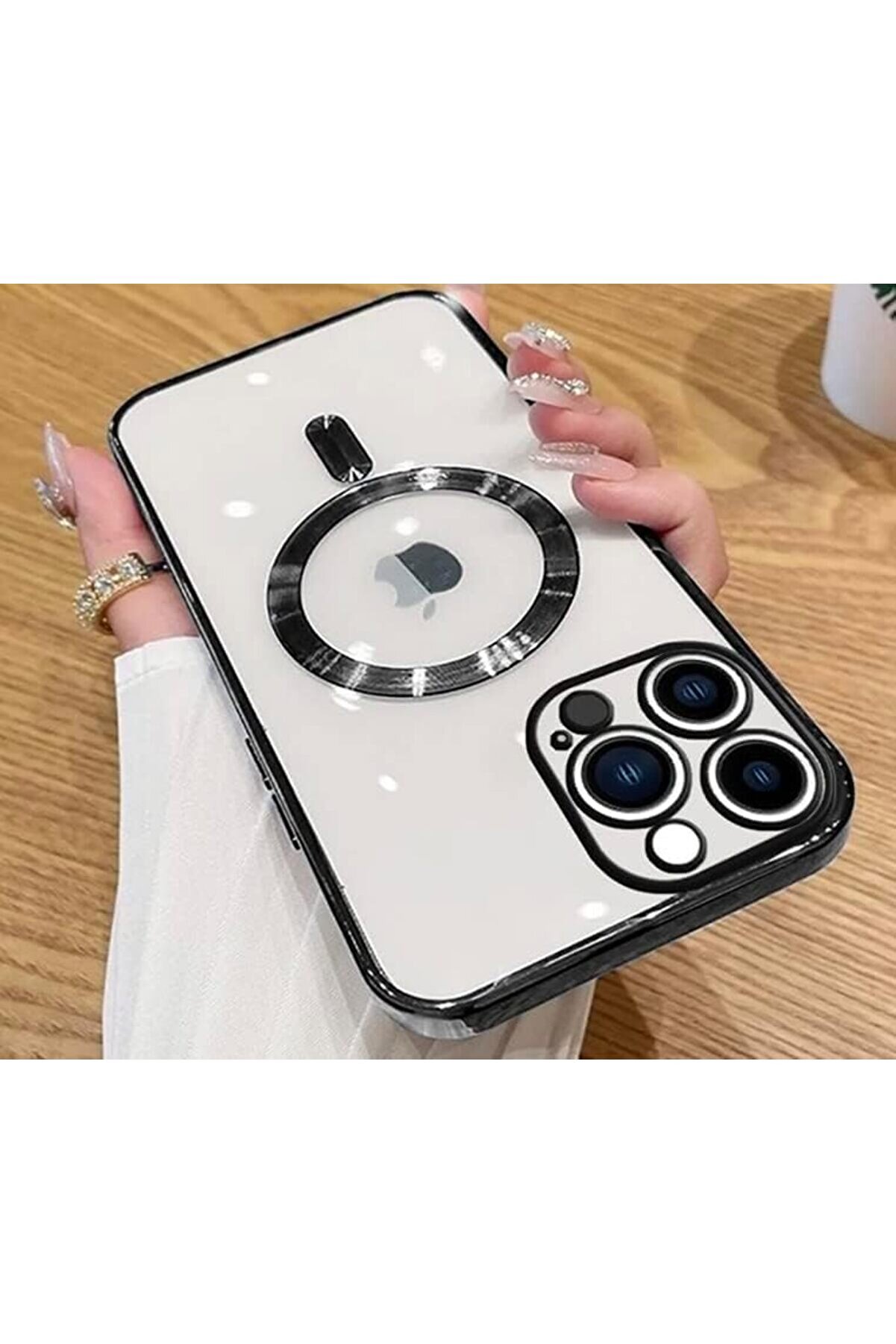 STOREMAX ynsShoping aks 14 pro max için kablosuz şarj ile uyumlu, kamera lens korumalı kılıf siyah NewTrrendi