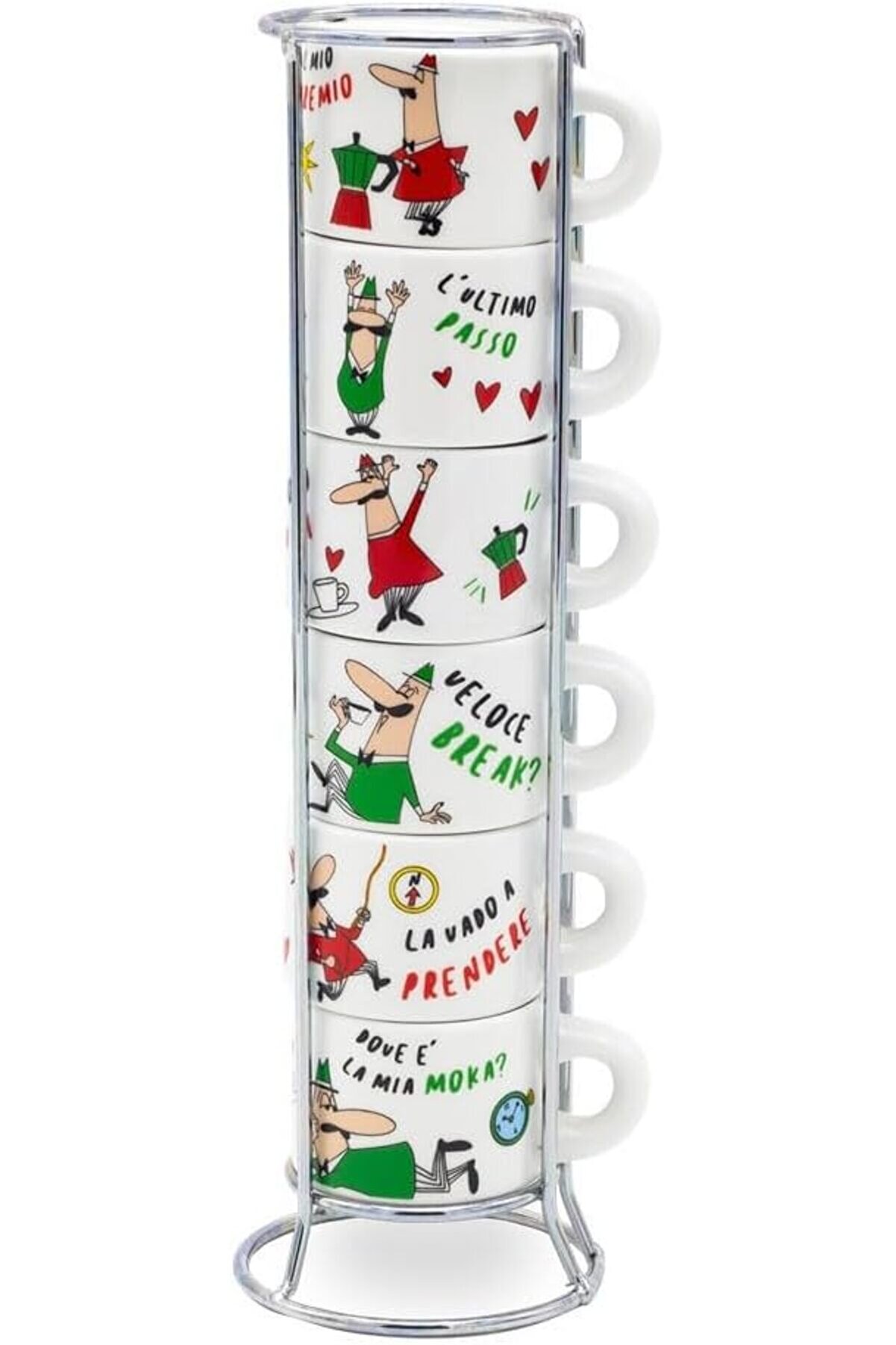 STOREMAX buydash - 6'lı İstiflenebilir Cappuccino Fincan Seti - Renkli - goldshine 995340