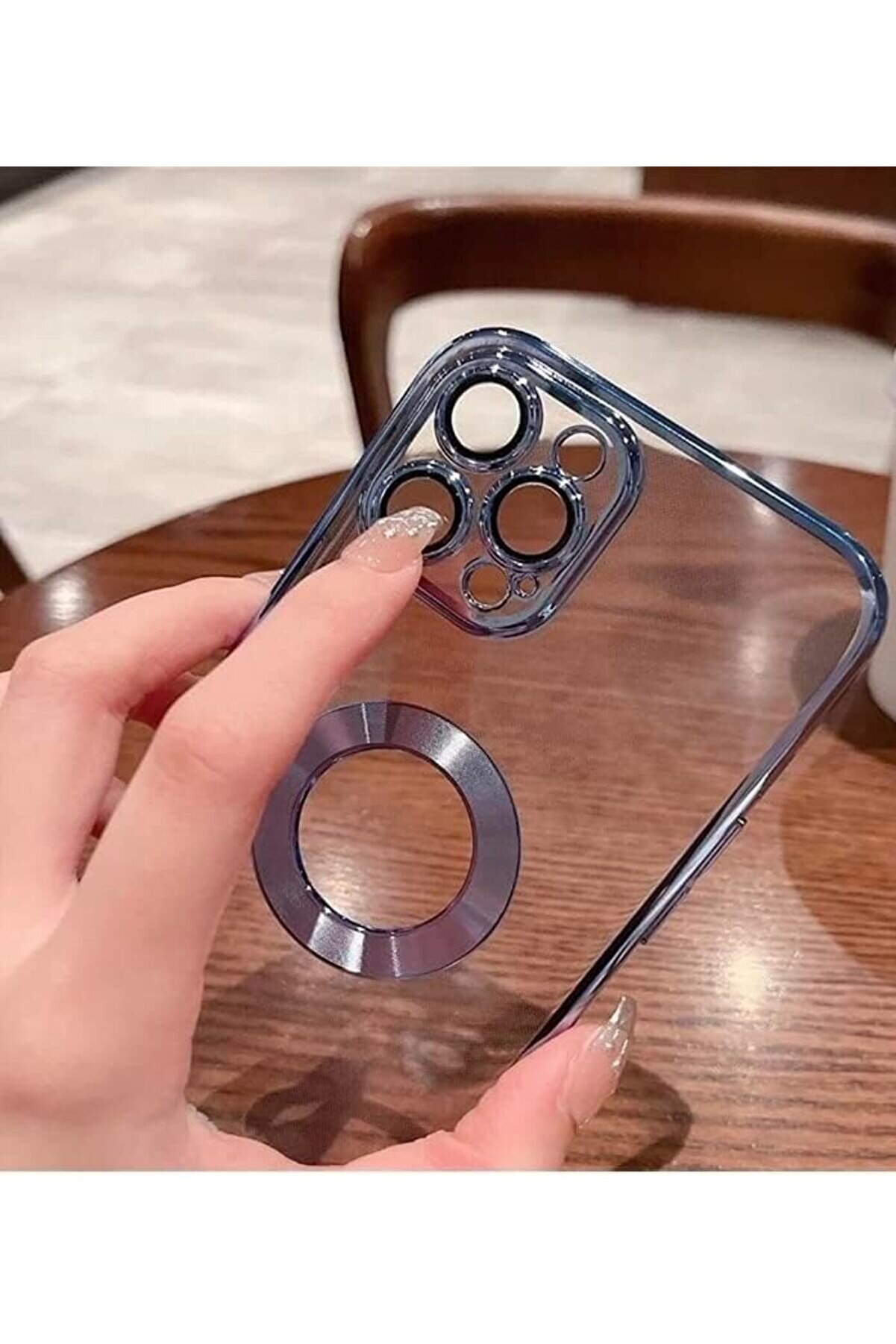 Aks 14 Pro Max Uyumlu Lens Korumalı Kılıf Mavi̇