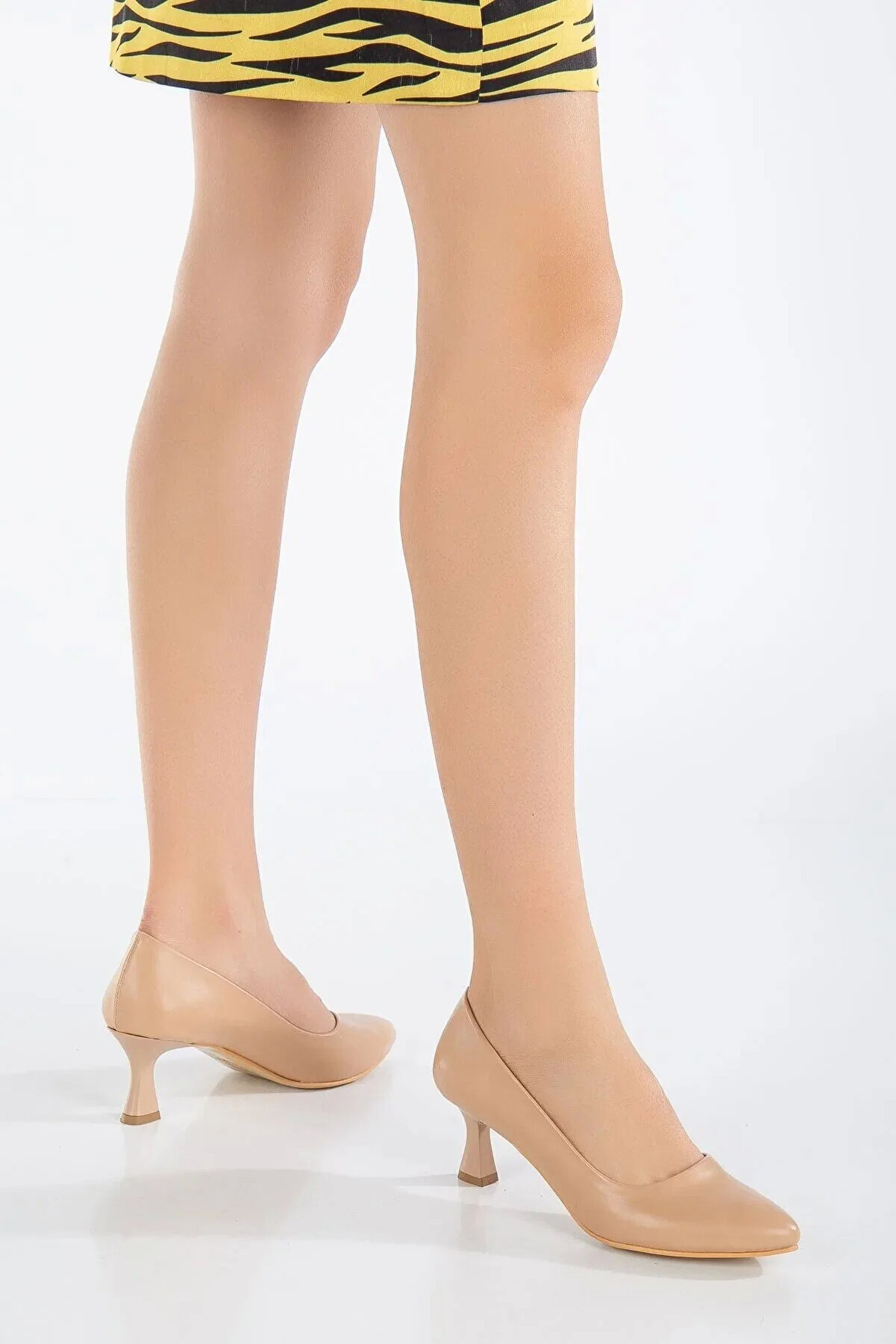 Nude 5 Cm Topuklu Şık Ayakkabı Kadeh Ökçe