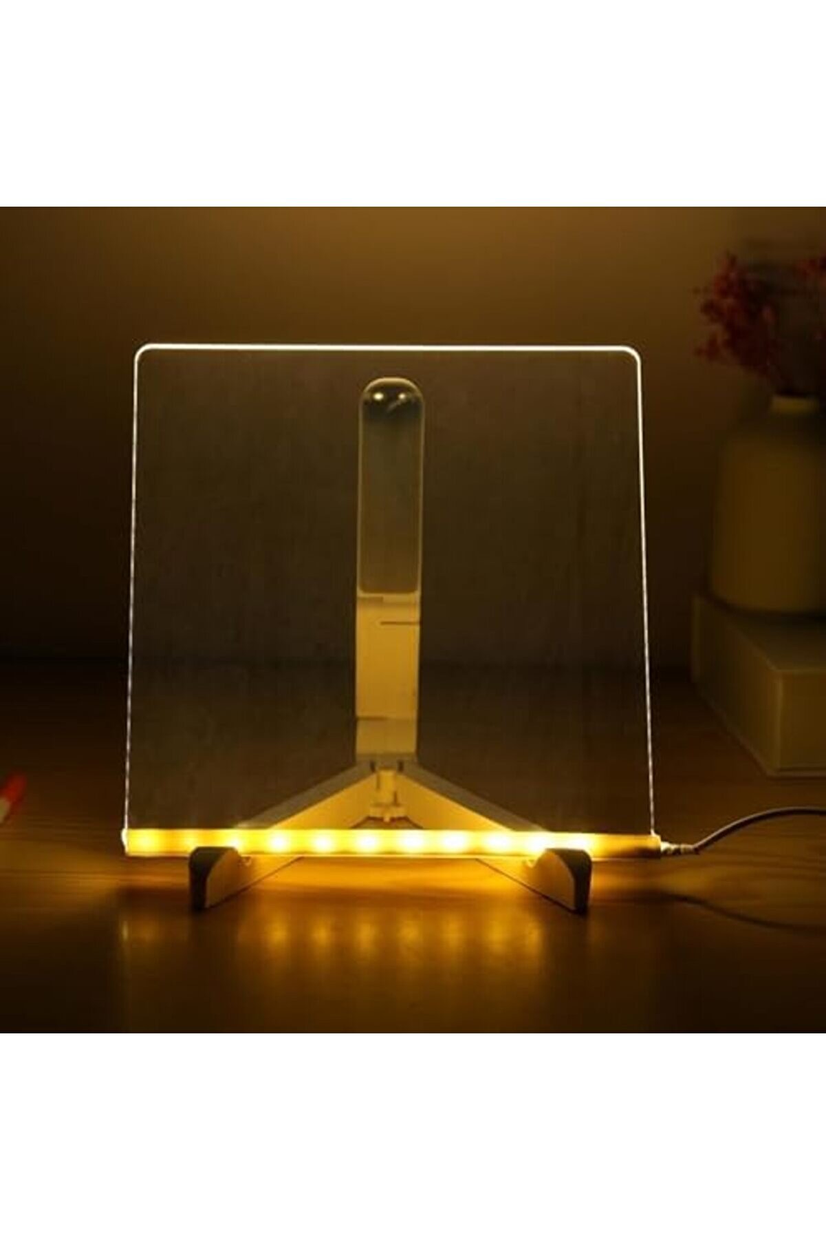 Modaflux Led Işıklı Akri̇li̇k Yazı Tahtası - 20X20 Cm Şeffaf Not Panosu, Usb Bağlantılı, 7 Renkli̇ Ve D