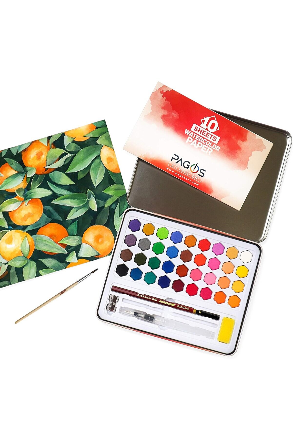 STOREMAX ynsShoping kutusu sanat seti, 36 canlı renk ve 10 yaprak kağıdı, fırça, sünger, mum, plastik fırça,